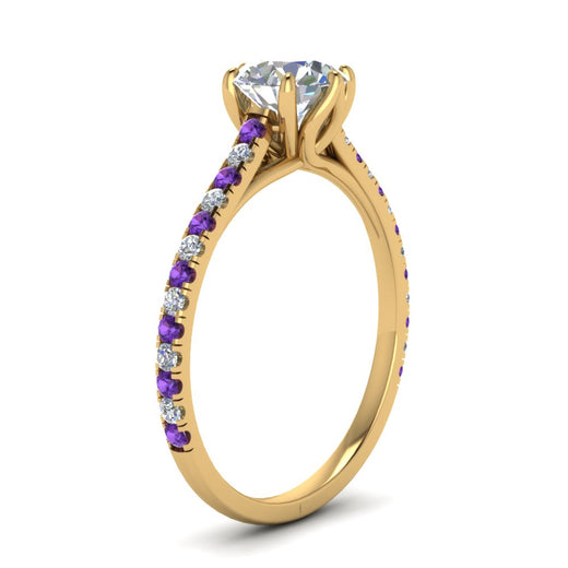 6 Prong Lab Grown Cathedral Engagement Ring
