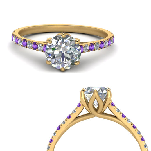 6 Prong Lab Grown Cathedral Engagement Ring