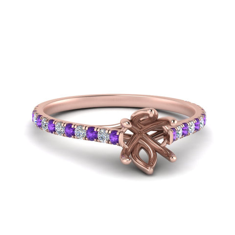 6 Claw Prong Simple Semi Mount Ring