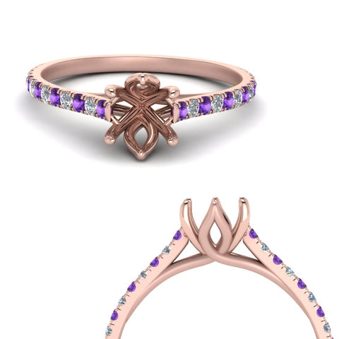 6 Claw Prong Simple Semi Mount Ring