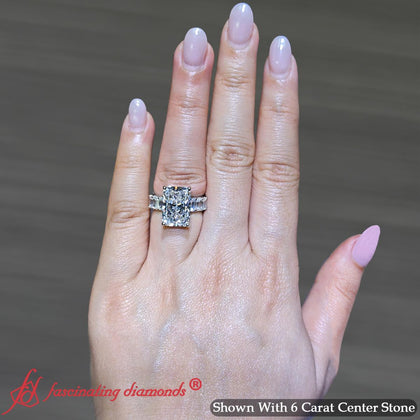 6 Ct Lab Grown Diamond Radiant And Emerald Cut Engagement Ring