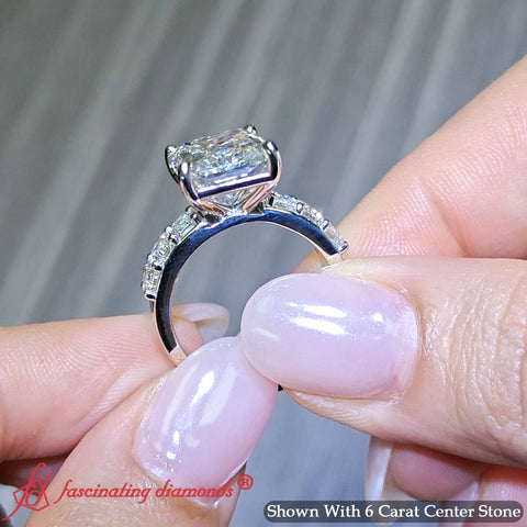 6 Ct Lab Grown Diamond Radiant And Emerald Cut Engagement Ring