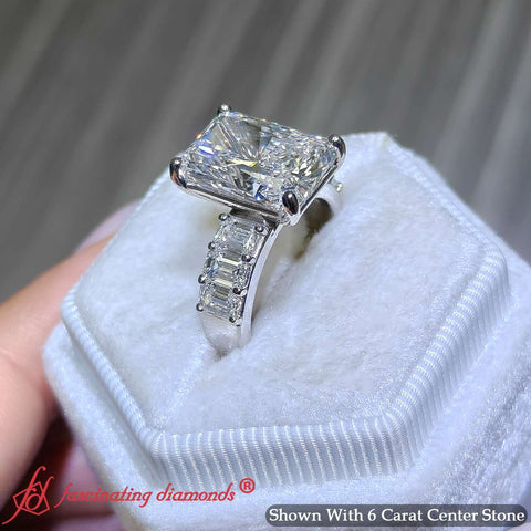 6 Ct Lab Grown Diamond Radiant And Emerald Cut Engagement Ring