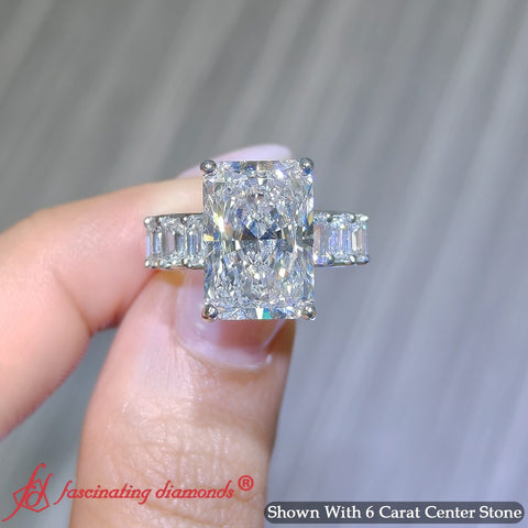 6 Ct Lab Grown Diamond Radiant And Emerald Cut Engagement Ring