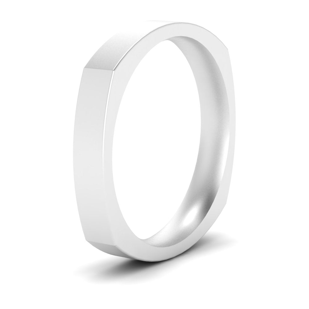 4 mm Square Comfort Fit Mens Wedding Band