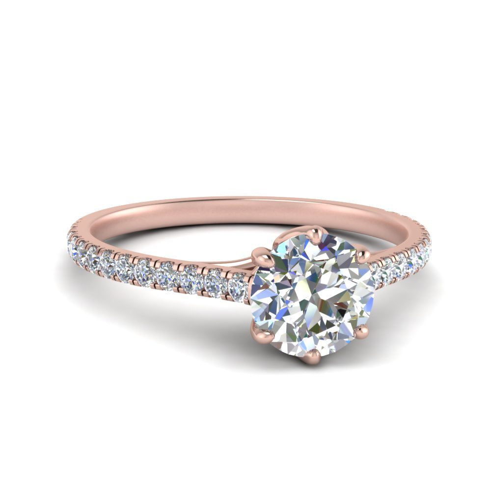 6 Prong Lab Grown Cathedral Engagement Ring