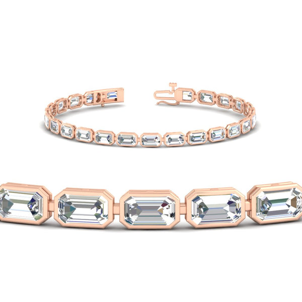 7.50 Carat Emerald Cut Diamond Bezel Tennis Bracelet