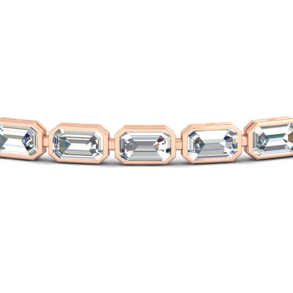 7.50 Carat Emerald Cut Diamond Bezel Tennis Bracelet
