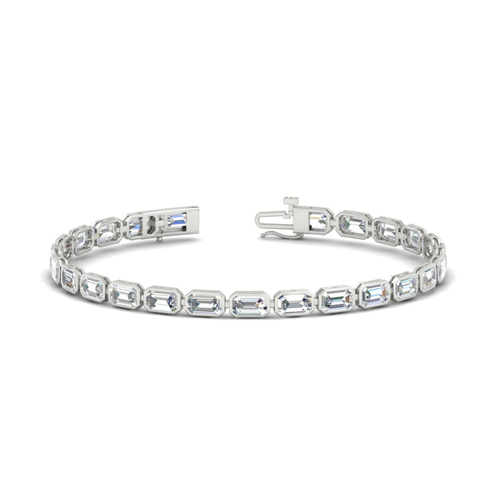 7.50 Carat Emerald Cut Diamond Bezel Tennis Bracelet