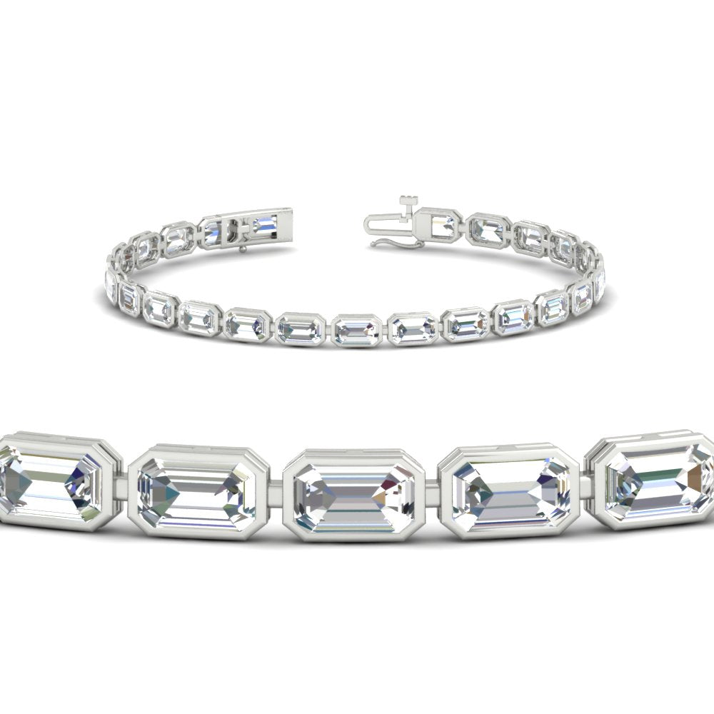 7.50 Carat Emerald Cut Diamond Bezel Tennis Bracelet