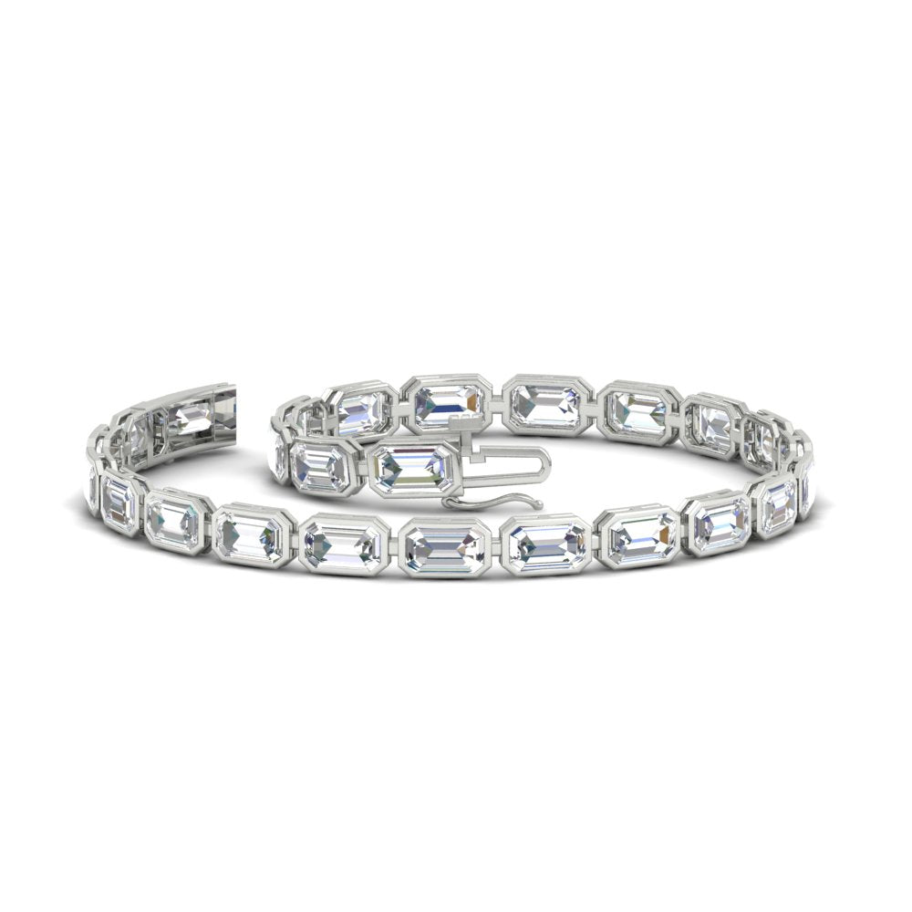 7.50 Carat Emerald Cut Diamond Bezel Tennis Bracelet