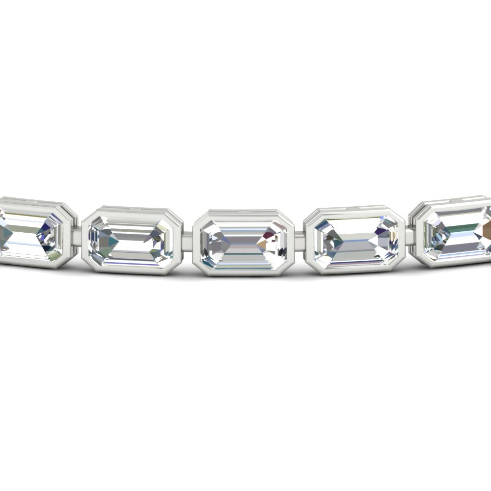 7.50 Carat Emerald Cut Diamond Bezel Tennis Bracelet