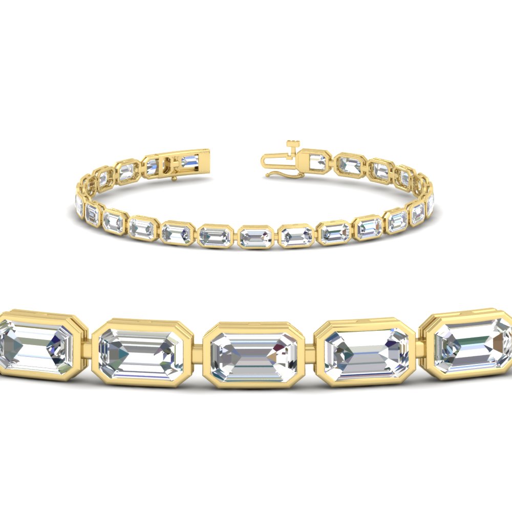 7.50 Carat Emerald Cut Diamond Bezel Tennis Bracelet
