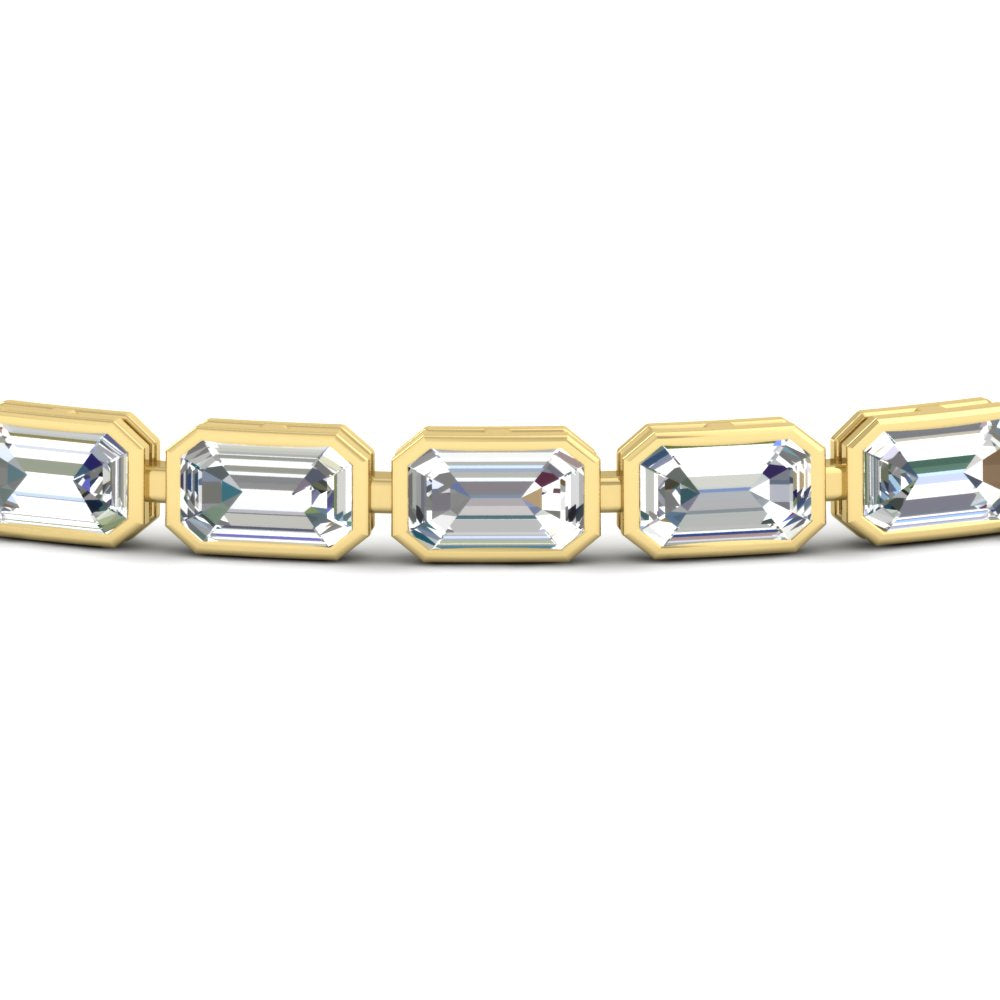 7.50 Carat Emerald Cut Diamond Bezel Tennis Bracelet