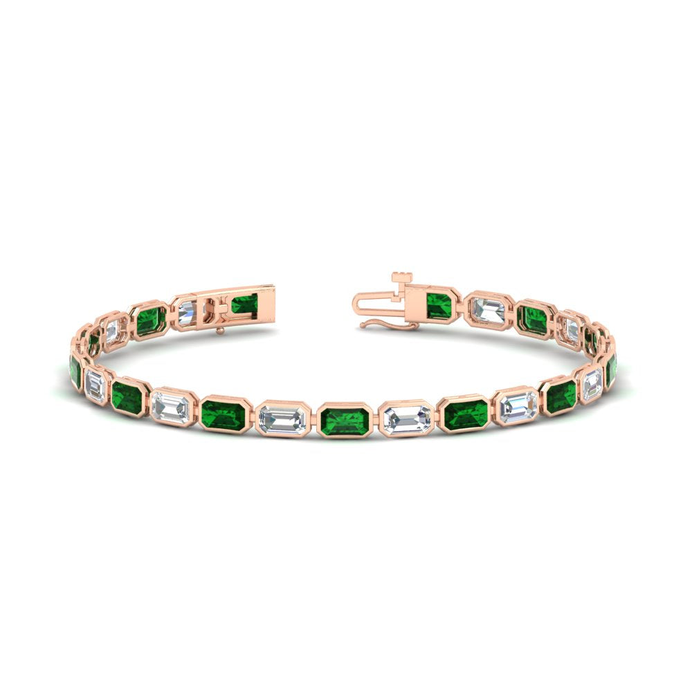 7.50 Carat Emerald Cut Diamond Bezel Tennis Bracelet