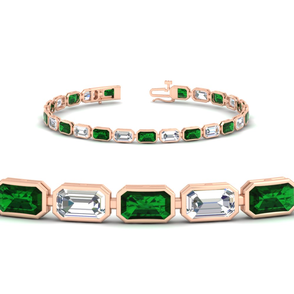 7.50 Carat Emerald Cut Diamond Bezel Tennis Bracelet
