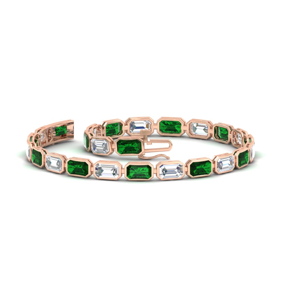 7.50 Carat Emerald Cut Diamond Bezel Tennis Bracelet