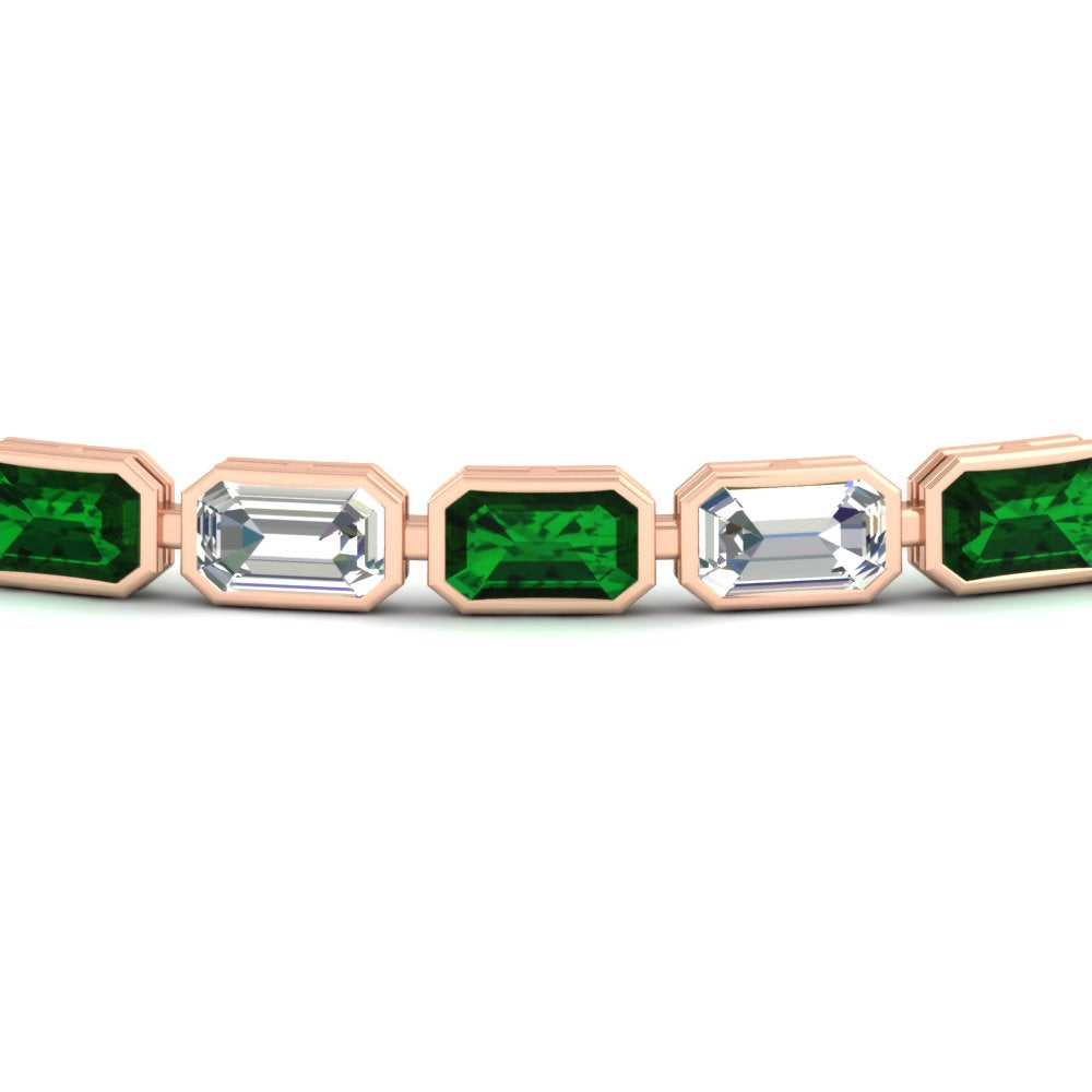 7.50 Carat Emerald Cut Diamond Bezel Tennis Bracelet