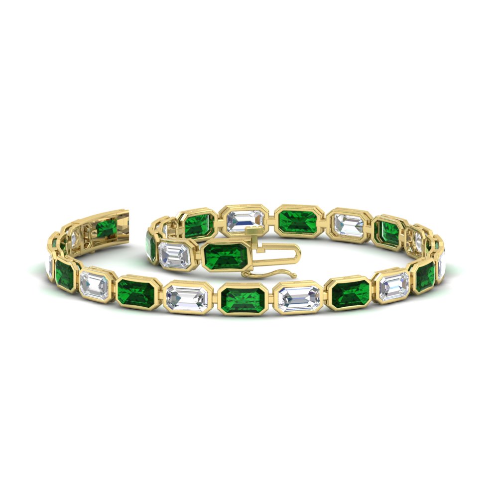 7.50 Carat Emerald Cut Diamond Bezel Tennis Bracelet