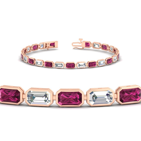 7.50 Carat Emerald Cut Diamond Bezel Tennis Bracelet