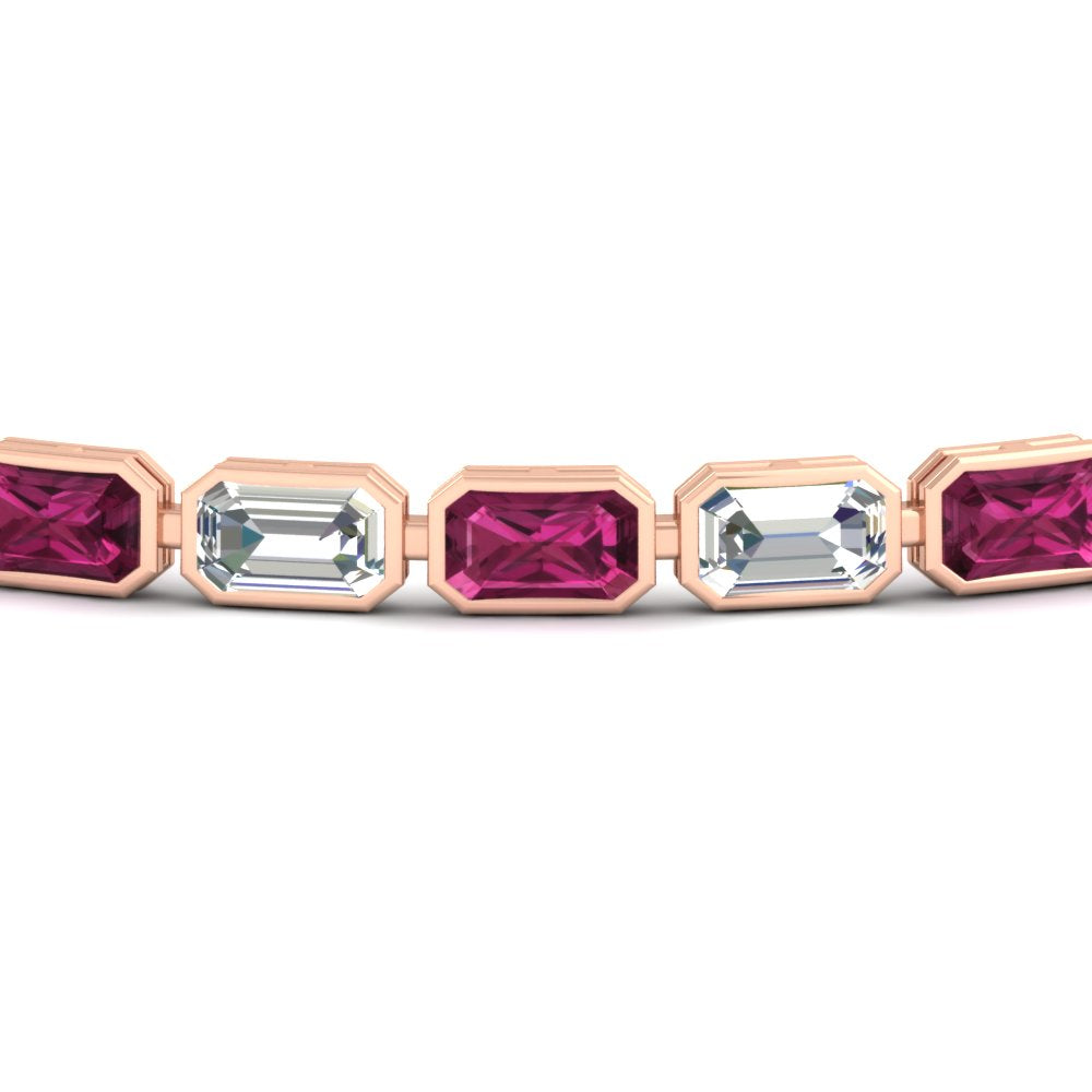 7.50 Carat Emerald Cut Diamond Bezel Tennis Bracelet