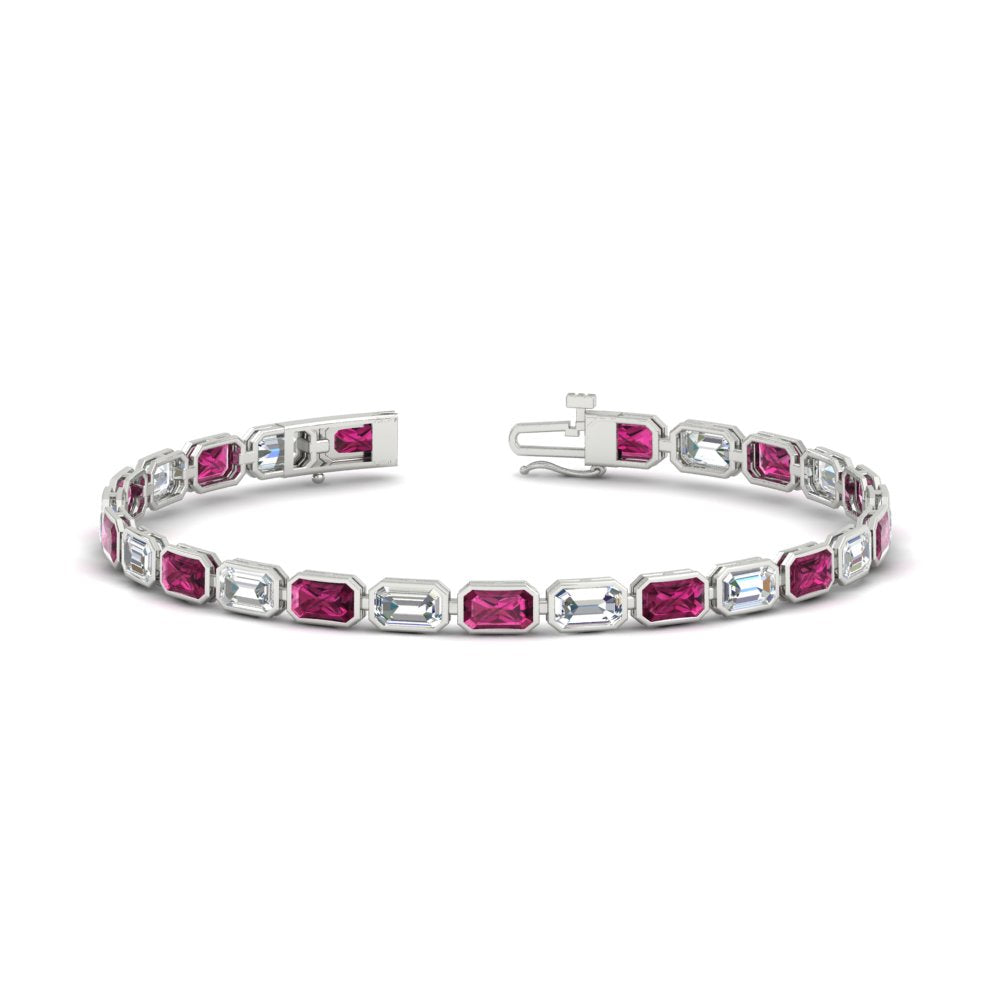 7.50 Carat Emerald Cut Diamond Bezel Tennis Bracelet
