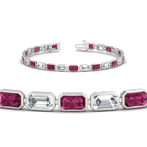 7.50 Carat Emerald Cut Diamond Bezel Tennis Bracelet