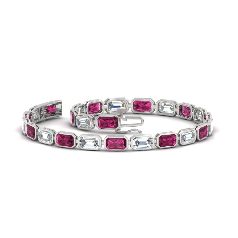 7.50 Carat Emerald Cut Diamond Bezel Tennis Bracelet