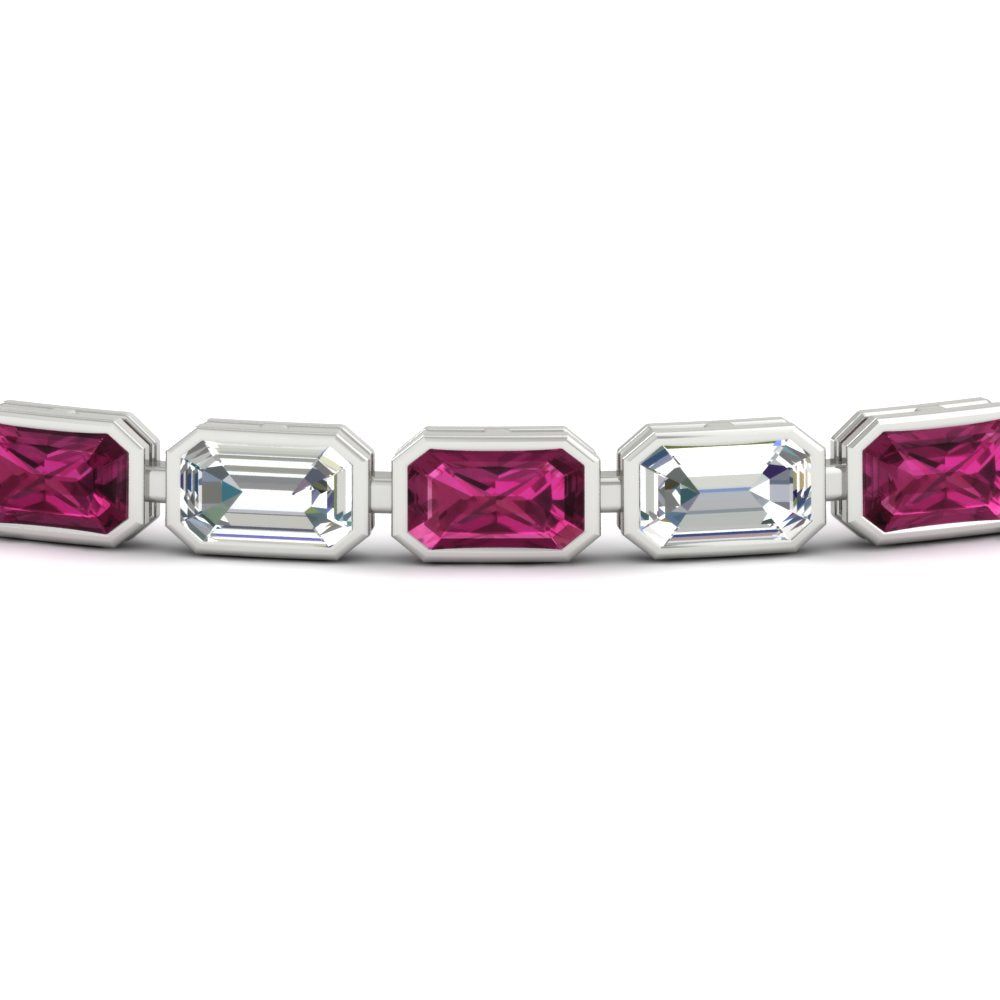 7.50 Carat Emerald Cut Diamond Bezel Tennis Bracelet