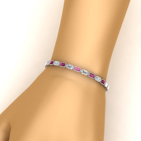 7.50 Carat Emerald Cut Diamond Bezel Tennis Bracelet
