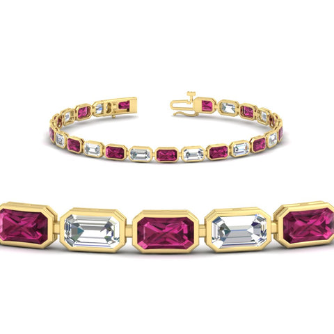 7.50 Carat Emerald Cut Diamond Bezel Tennis Bracelet