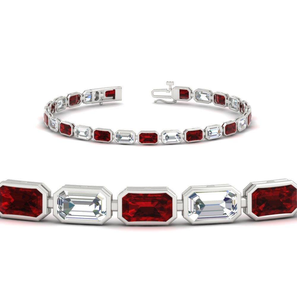 7.50 Carat Emerald Cut Diamond Bezel Tennis Bracelet