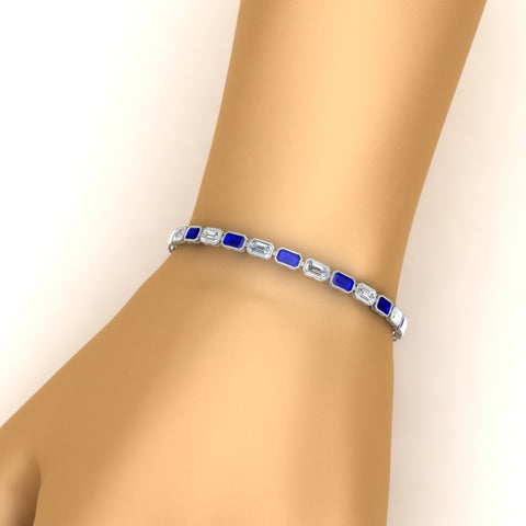 7.50 Carat Emerald Cut Diamond Bezel Tennis Bracelet