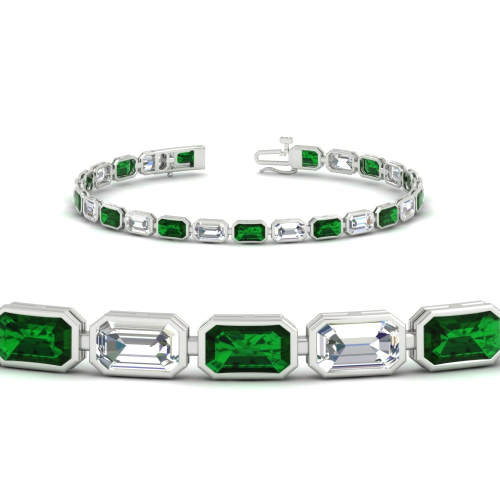 7.50 Carat Emerald Cut Diamond Bezel Tennis Bracelet