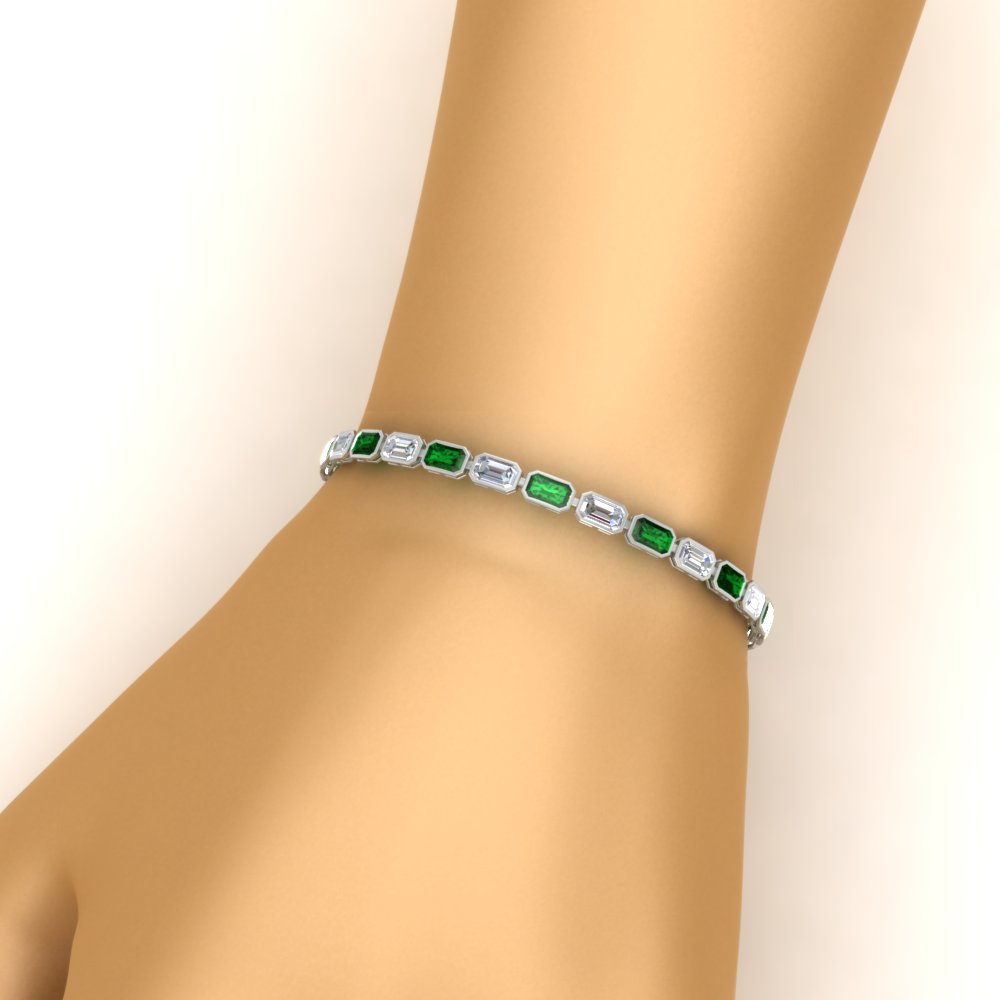 7.50 Carat Emerald Cut Diamond Bezel Tennis Bracelet