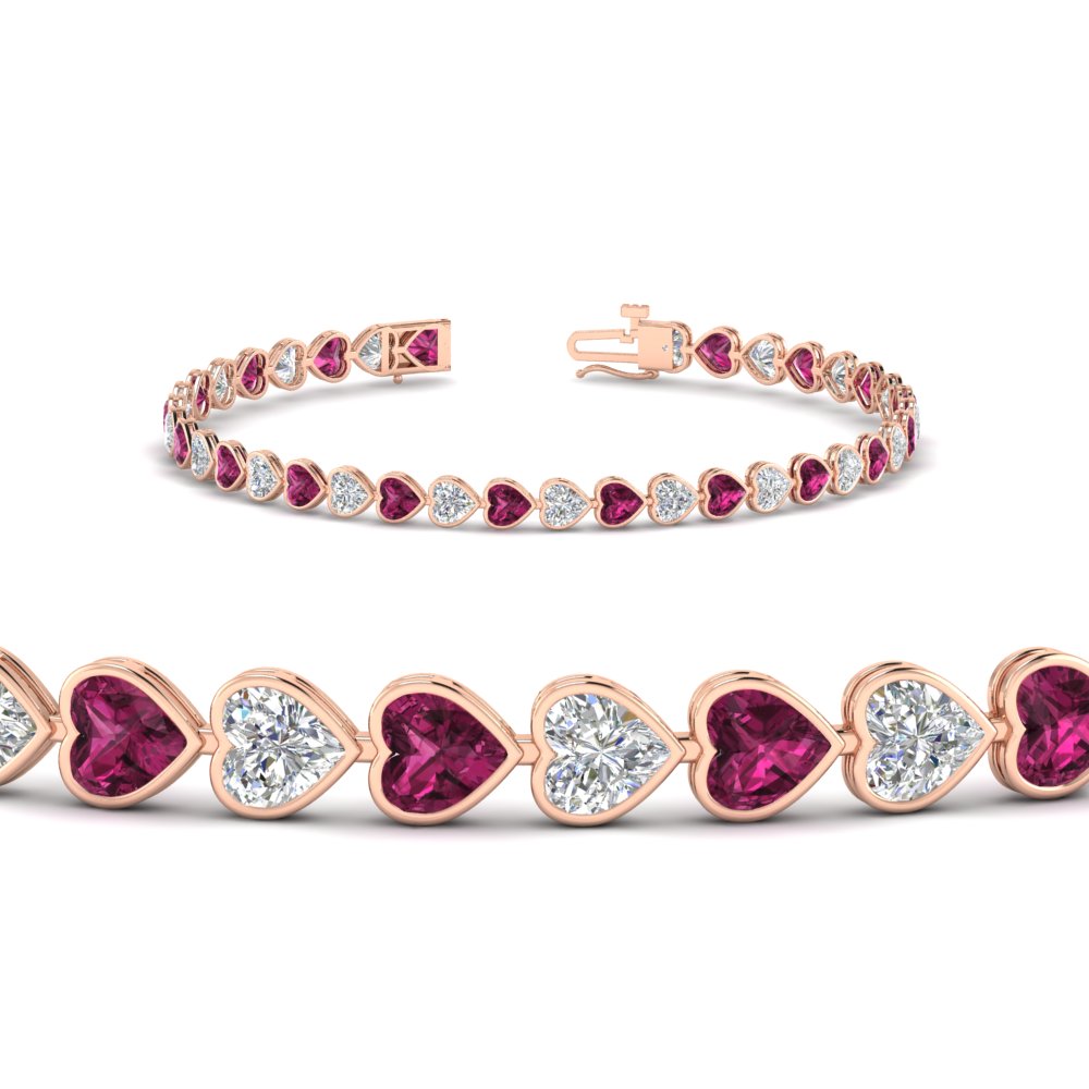 7-60-ct-bezel-tennis-bracelet-heart-shaped-diamond-with-pink-sapphire-in-rose-gold-fdbrc10581htgsadrpiangle2-7-60-ct-nl-rg