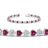 Load image into Gallery viewer, 7-60-ct-bezel-tennis-bracelet-heart-shaped-diamond-with-pink-sapphire-in-white-gold-fdbrc10581htgsadrpiangle2-7-60-ct-nl-wg