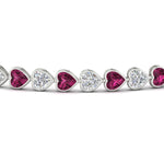 Load image into Gallery viewer, 7-60-ct-bezel-tennis-bracelet-heart-shaped-diamond-with-pink-sapphire-in-white-gold-fdbrc10581htgsadrpiangle2-7-60-ct-nl-wg
