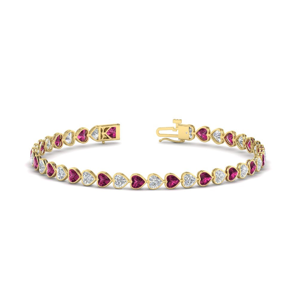 7-60-ct-bezel-tennis-bracelet-heart-shaped-diamond-with-pink-sapphire-in-yellow-gold-fdbrc10581htgsadrpiangle2-7-60-ct-nl-yg