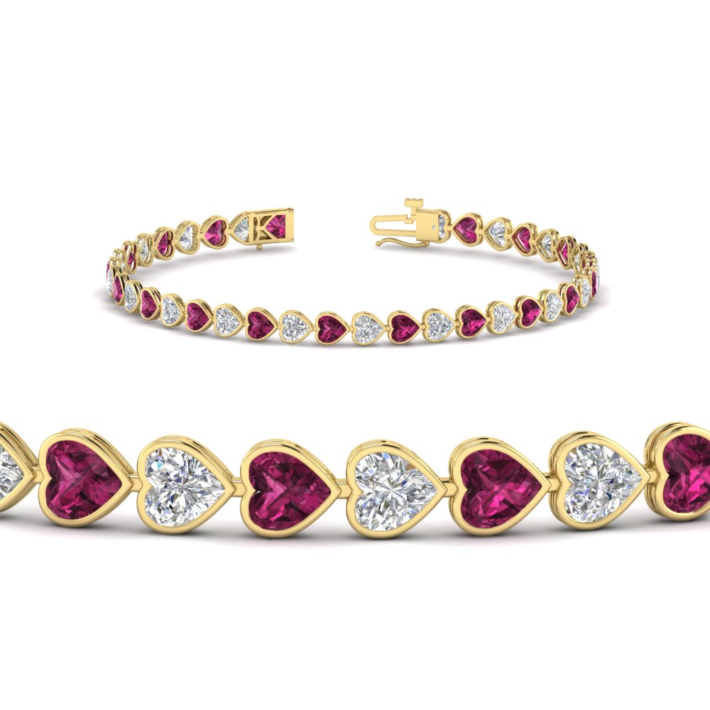 7-60-ct-bezel-tennis-bracelet-heart-shaped-diamond-with-pink-sapphire-in-yellow-gold-fdbrc10581htgsadrpiangle2-7-60-ct-nl-yg