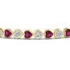 Load image into Gallery viewer, 7-60-ct-bezel-tennis-bracelet-heart-shaped-diamond-with-pink-sapphire-in-yellow-gold-fdbrc10581htgsadrpiangle2-7-60-ct-nl-yg