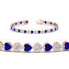 Load image into Gallery viewer, 7-60-ct-bezel-tennis-bracelet-heart-shaped-diamond-with-sapphire-in-rose-gold-fdbrc10581htgsablangle2-7-60-ct-nl-rg