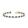 Load image into Gallery viewer, 7-60-ct-bezel-tennis-bracelet-heart-shaped-diamond-with-sapphire-in-yellow-gold-fdbrc10581htgsablangle2-7-60-ct-nl-yg