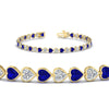 Load image into Gallery viewer, 7-60-ct-bezel-tennis-bracelet-heart-shaped-diamond-with-sapphire-in-yellow-gold-fdbrc10581htgsablangle2-7-60-ct-nl-yg