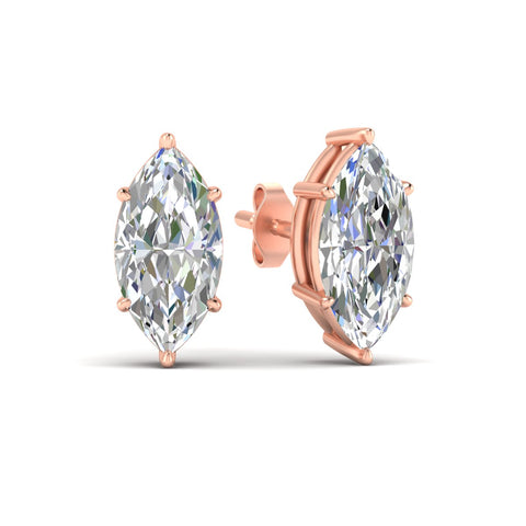 6 Prong Marquise Diamonds Solitaire Stud Earring in Basket Setting
