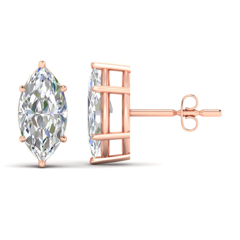 6 Prong Marquise Diamonds Solitaire Stud Earring in Basket Setting