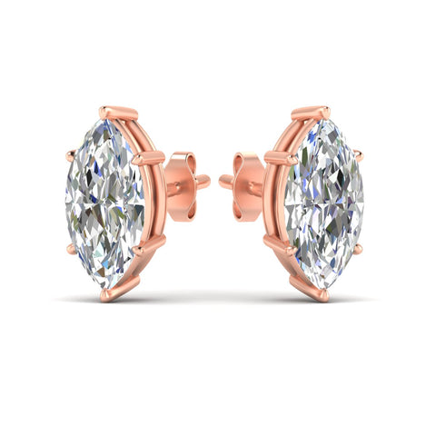 6 Prong Marquise Diamonds Solitaire Stud Earring in Basket Setting