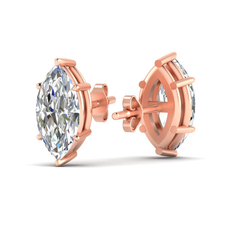 6 Prong Marquise Diamonds Solitaire Stud Earring in Basket Setting