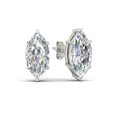 6 Prong Marquise Diamonds Solitaire Stud Earring in Basket Setting