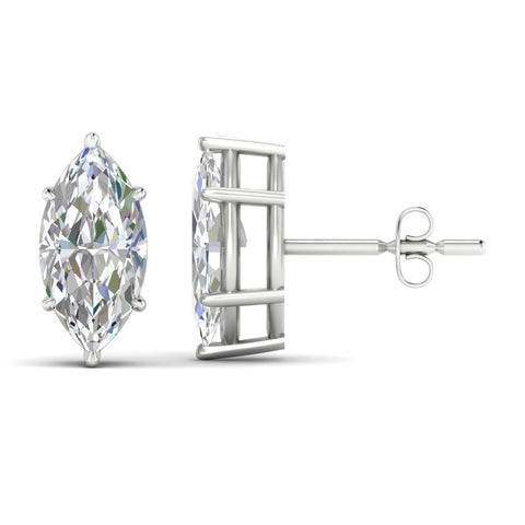 6 Prong Marquise Diamonds Solitaire Stud Earring in Basket Setting